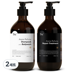 수오가닉 아로마 퍼퓸 코튼머스크 샴푸워시 1050ml + 트리트먼트 1050ml 세트, 2세트