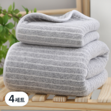 BBOO 모던스트라이프 바디 바스 비치 타월 소형+대형, 그레이, 4세트