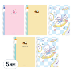 morning glory Chaeum筆記本 國小3-6年級 線圈無標題 23行 3款 + 隨機出貨 2入組, B, 5套