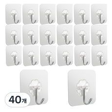 i-MATE 強力透明黏貼式掛勾 2入, 透明, 40個