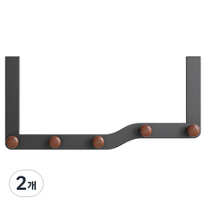 일상포인트 도어 행거 후크걸이 5구, 블랙, 2개