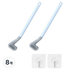 矽膠縫隙浴室彎曲馬桶清潔刷, 8個, 天藍色
