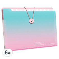 아트조이 그라데이션 아코디언 파일 폴더 5칸, 블루, 6개