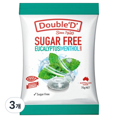 DoubleD 슈가프리 유칼립투스 멘톨 캔디, 70g, 3개