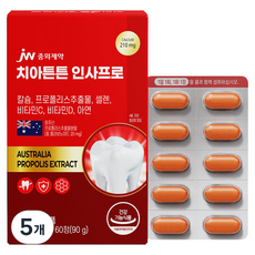 JW중외제약 치아튼튼 인사프로 프로폴리스 90g, 5개, 60정