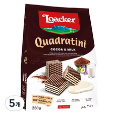 로아커 웨하스 콰드라티니 코코아 & 밀크, 5개, 250g