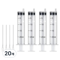 다온셀렉트 무한잉크 충전 석션팁 포함 석션주사기 20ml, 혼합색상, 20개