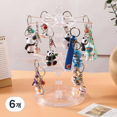 마켓플랜 휠링 키링 열쇠고리 회전 진열대, 투명, 6개