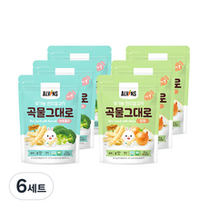 엘빈즈 유아용 유기농 곡물 그대로 현미 쌀과자 STEP1 2종 세트, 6세트, 브로콜리맛, 양파맛, 25g