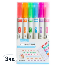 뉴토피아 꽃 롤러 패턴 마커 세트 스타일 B형, 3세트, 6색