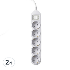 EcoPowerTap 過載斷電5孔延長線, 白色, 2個, 1m