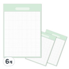 方格校園筆記墊 大容量便條紙 A4 100p, 綠色, 6個, 100枚入