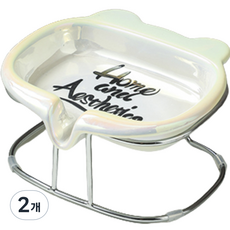 더자카 세라믹 메탈 물빠짐 비누받침대 12 x 14.4 x 7 cm, 화이트, 2개