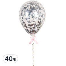 하이어리 파티용 투명 컨페티 풍선 원형, 실버, 40개