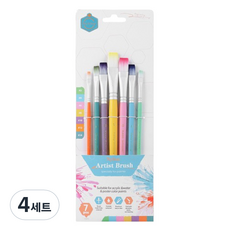 에이비엠코리아 수채화 아트 평붓 F 7종 세트, 4세트, 2호, 4호, 6호, 8호, 10호, 12호, 14호