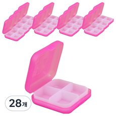 Globalpick 方形4格迷你藥盒 粉紅色 6 x 6 x 2 cm, 28個