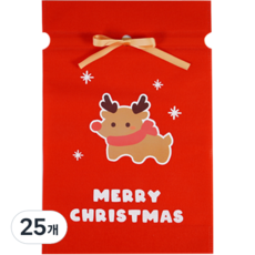 Donna&deco 聖誕節禮物包裝不織布袋 22 x 32 cm, 25個, 紅色 亮晶晶魯道夫