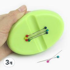 Sewing by hand 鉛筆夾兩用磁吸針插, 3個, 黃綠色