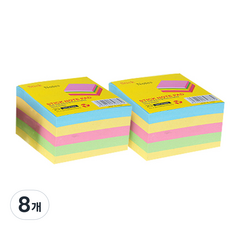 블루마토 점착 컬러 메모패드 D-4, 파랑 + 노랑 + 분홍 + 초록, 8개