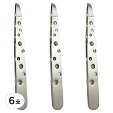 小麥購物 加長柄斜口眉夾 L370, 6支, 銀色