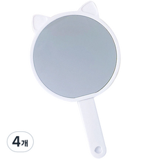더블제이 브러쉬 2in1 일체형 고양이 손거울, 화이트, 4개