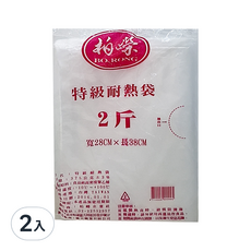 柏榮BO.RONG 超薄強力袋2斤/包 耐熱食品包裝 廚房餐廳適用, 38 x 28cm, 1入, 2包