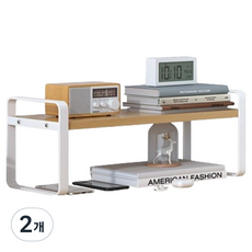 Miracle Living 俐落收納 書桌 客廳 2層 收納層架 30 x 20 x 18 cm, 木紋白, 2個