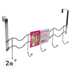 波浪型門後架 掛勾架, 鐵鍍鉻, 尺寸30x32x85公分, 不鏽鋼色, 2個