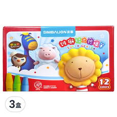 SIMBALION 雄獅 特大號蠟筆WNL-12A, 12色, 3盒