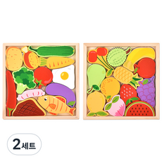 발란스 원목퍼즐세트 푸드 + 과일, 2세트, 24피스