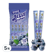 JELLY STRAWS 寒天果凍條 藍莓口味 10條入, 5袋, 193g