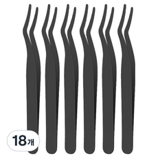 바움미루 속눈썹 핀셋, 18개, 풀 블랙