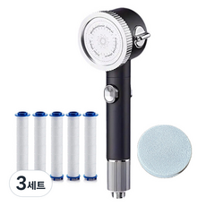 윈프라이스 체인지 3WAY 샤워기 스크럽패드 + 전용필터 5p 세트, 3개, 블랙