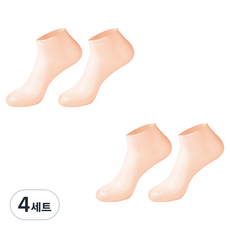 腳後跟保濕護腳矽膠襪套 杏膚色短版 雙腳穿戴組, 4套