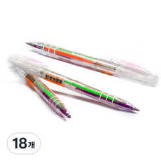 자바펜 네온 3겔 다색펜 0.5mm, 주황 + 연두 + 보라, 18개