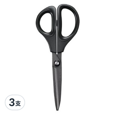 KOKUYO 國譽 SAXA 空氣彈力剪刀 氟加工 直刃, 黑色, 3支