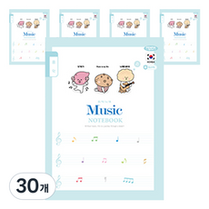 펜피아 1000 초등 1 6음악 제본노트, C블루 캐릭터세마리, 30개