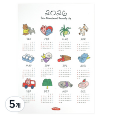 Dailylike 2026 My Buddy 紙張月曆, 混合色, 5個