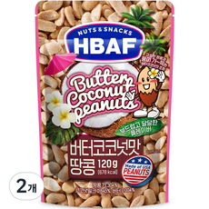 바프 넛츠앤스낵스 버터코코넛맛 땅콩, 120g, 2개