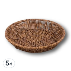 12라운드 원형 라탄 트레이, 브라운, 5개