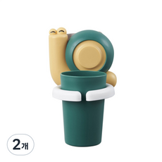 제이라이프 달팽이 칫솔 컵 걸이, 그린, 2개
