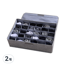 30格內衣襪子亞麻收納盒, 灰色, 2個