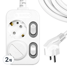 SURGIO 2插座安全延長線 16A+防塵蓋, 3m, 混色, 2組