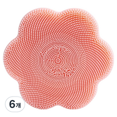 矽膠花瓣吸附毛孔深層清潔洗臉刷, 6個, 粉紅色