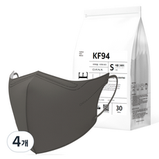 다나마스크 다나 오브 뷰티라인 새부리형 마스크 소형 KF94, 30개입, 4개, NO 12 챠콜 그레이