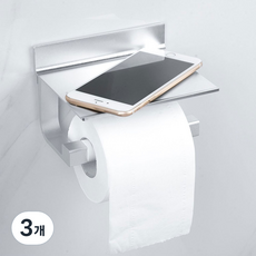 mootagonglivingmarket 免鑽孔層架式金屬衛生紙架, 3個, 銀色