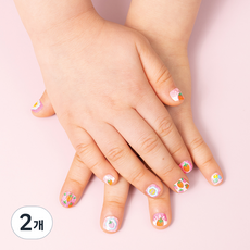 Bong Bong Friends Nail Friends Bong Bong 3~7歲兒童用黏貼式美甲, 草莓牛奶, 2個