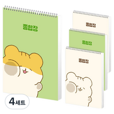 포포팬시 꾸깃 심플 햄치 말랑 종합장 2종 x 2p 세트, 그린, 아이보리, 4세트