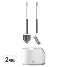 홈라인 벽걸이형 변기솔 청소솔 이중 브러쉬 세트, 화이트, 2세트