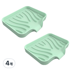 Woni家 瀝水矽膠肥皂架, 淺薄荷色, 4個